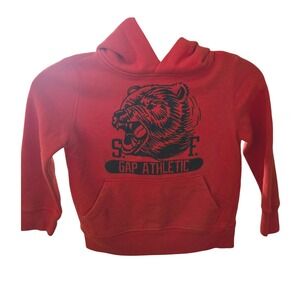 GAP Kids Red Hoodie Sweatshirt XS‎ Bear Graphic Pullover Activewear